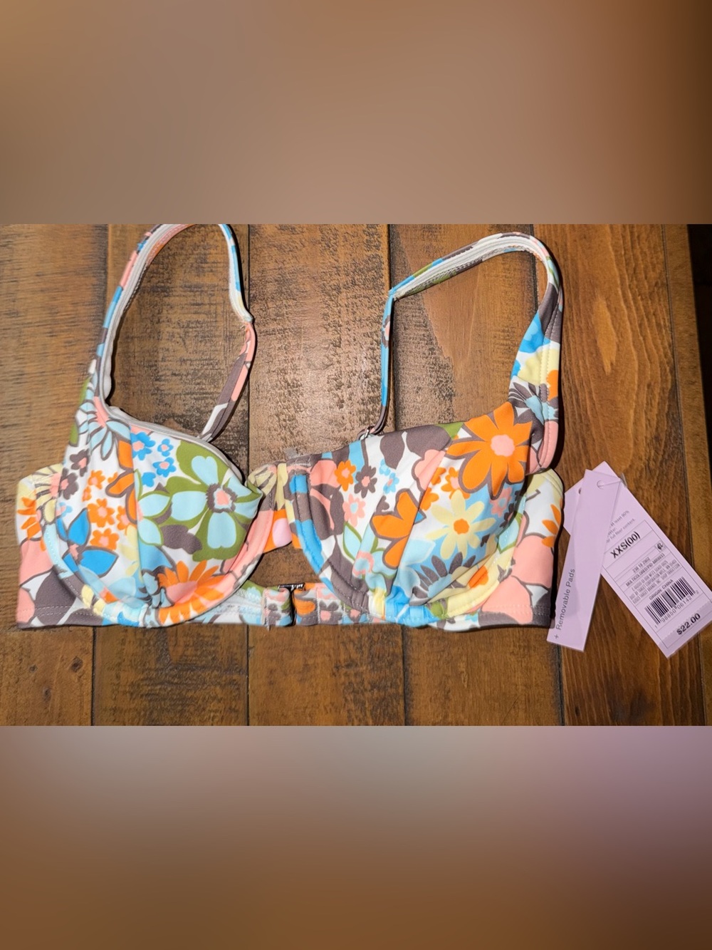 Floral One-Piece Swim Top  in Multicolor